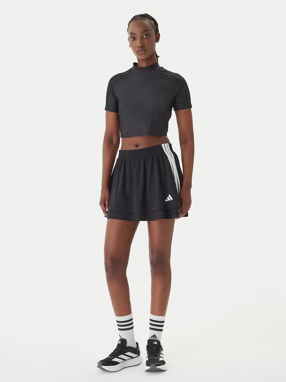 Женская мини-юбка стандартного кроя House Of Tiro Adidas, черный — фото 2