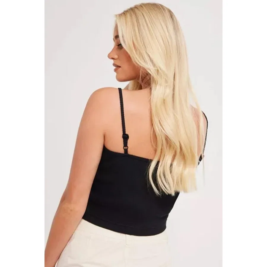Женский топ-майка с ребристой текстурой Nike Sportswear Essential Ribbed Crop Top, Черный — фото 3