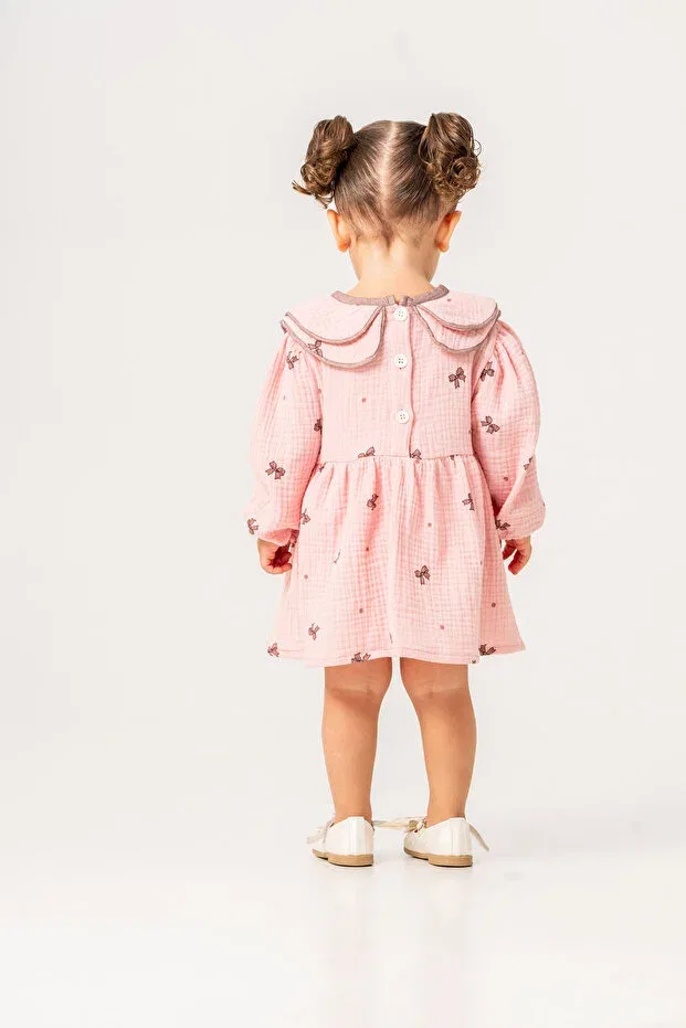 Детское платье для девочек с бантом Jnf Kids, Rose Dried — фото 3
