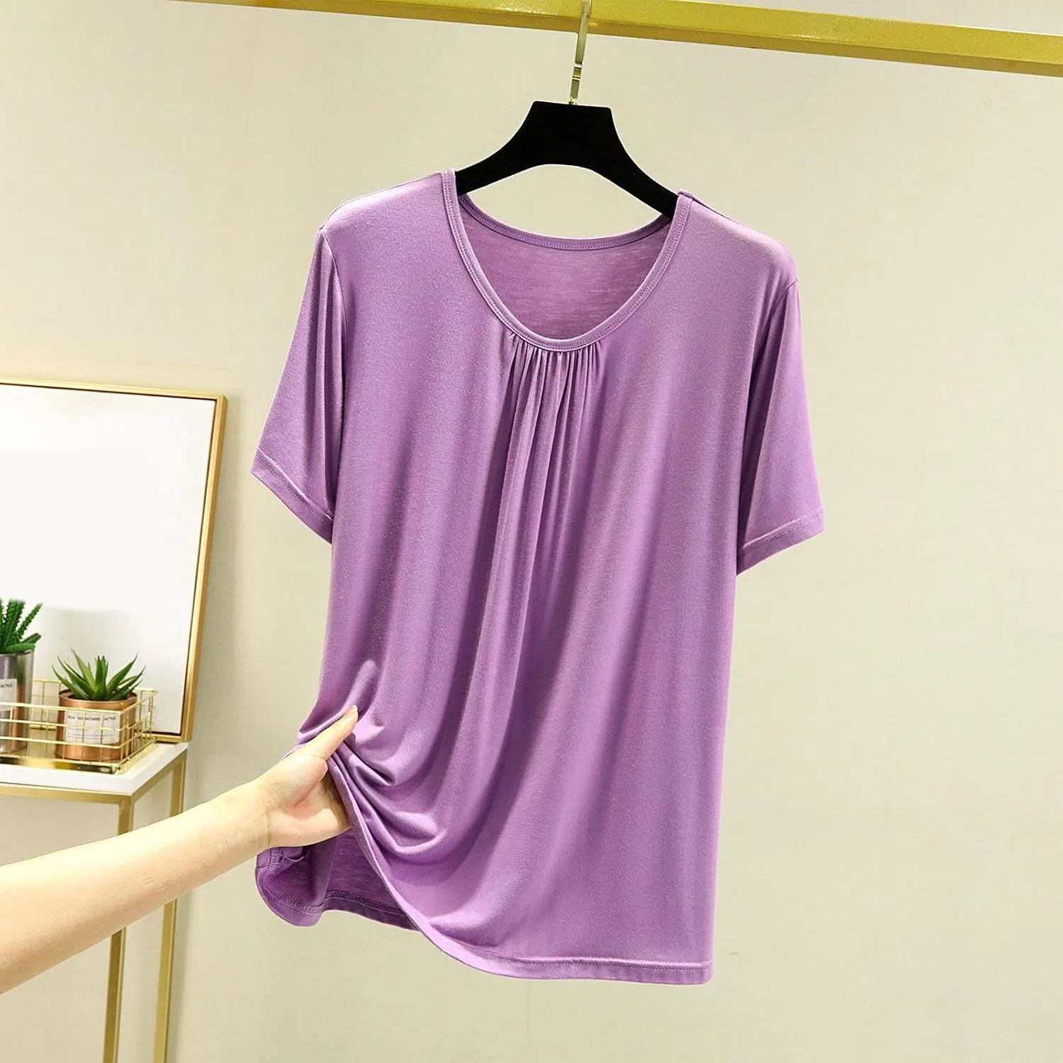 Женская футболка с круглым вырезом для фитнеса и бега Generic, Purple — фото 2