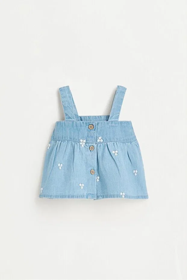 Детское платье для девочек джинсовое Embroidered Denim Top Lefties, Light Blue — фото 2