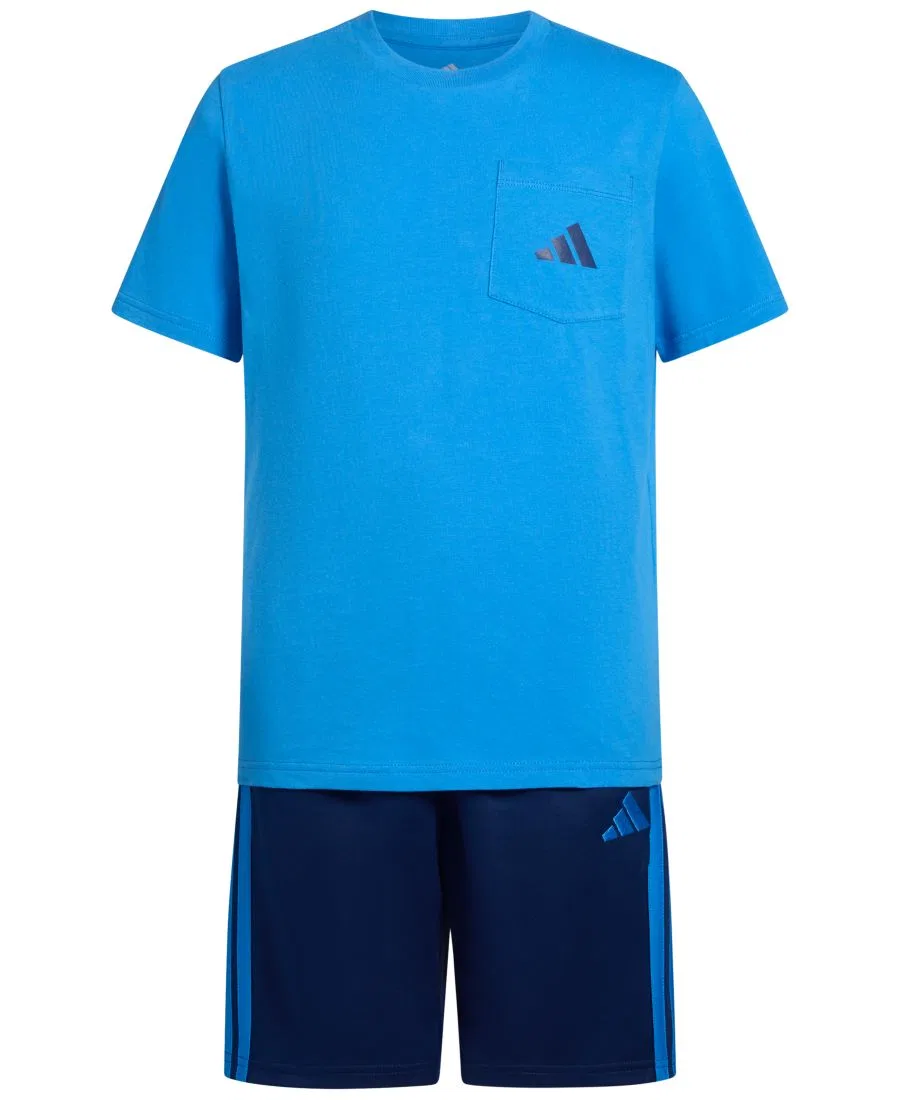 Комплект из футболки и шорт с принтом adidas, Ray Blue — фото 3