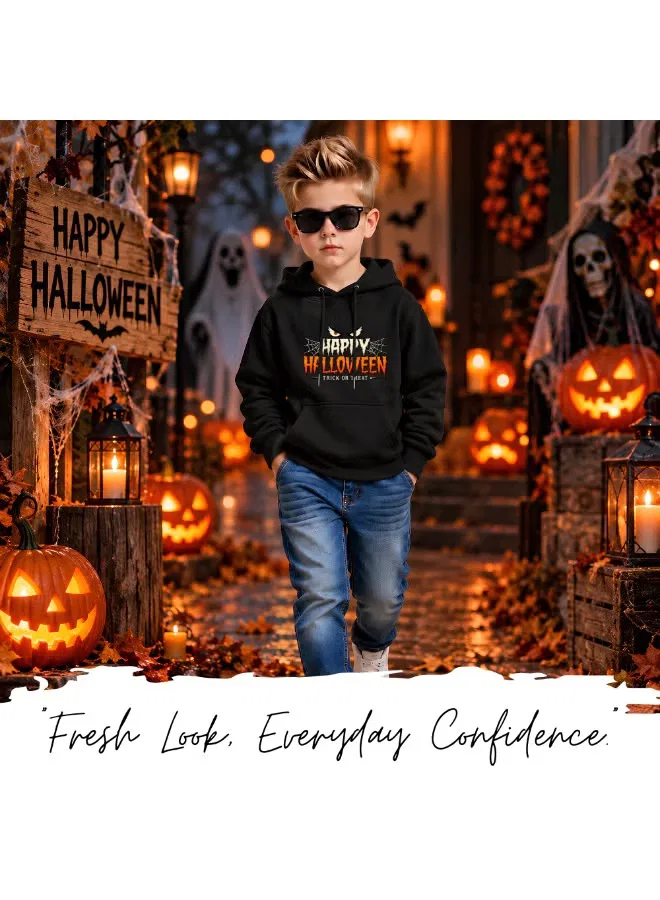 Худи детское хлопковое с принтом Halloween Printshop4Me, черный — фото 2