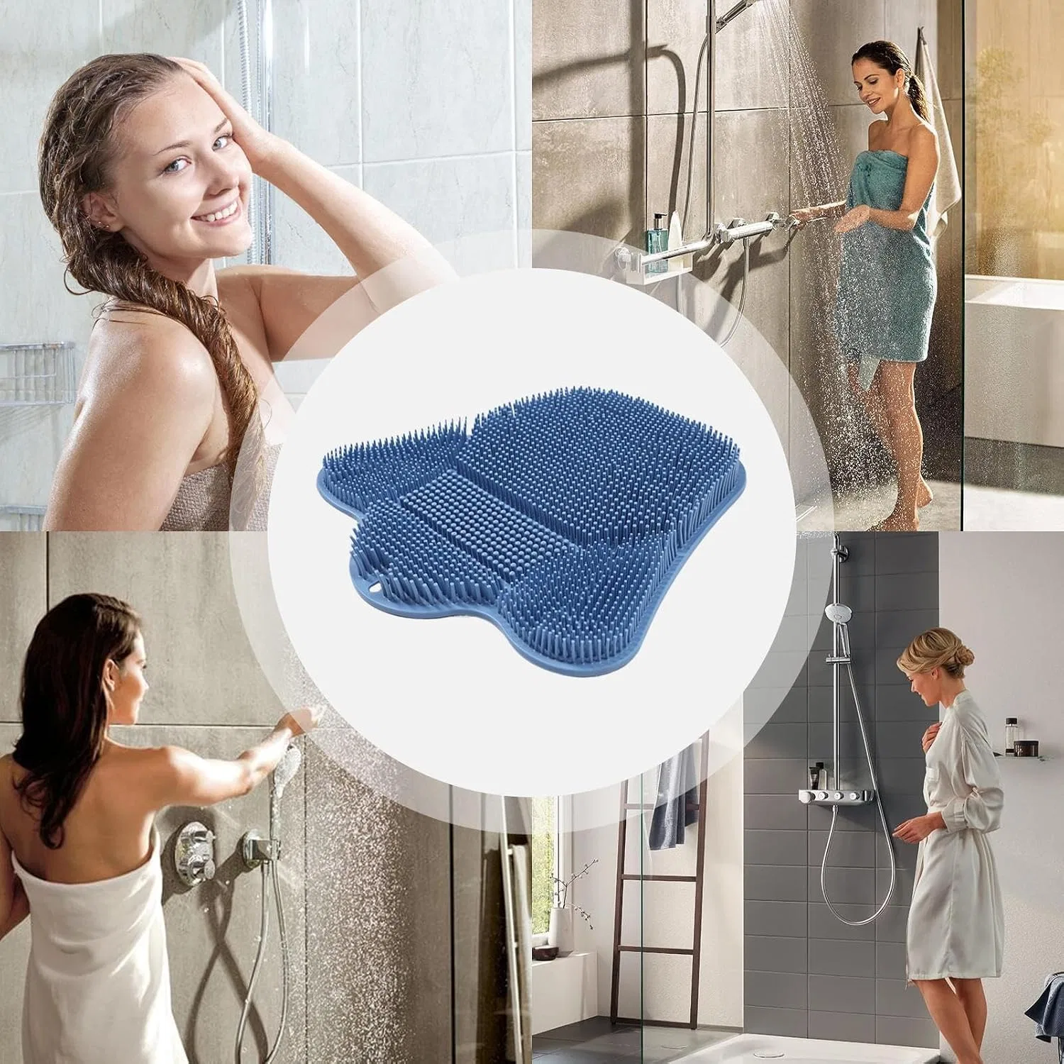 Щетка для ног и спины, Silikon, Yonuaret, 32x31x3.3 см, 450 г, Blau — фото 4