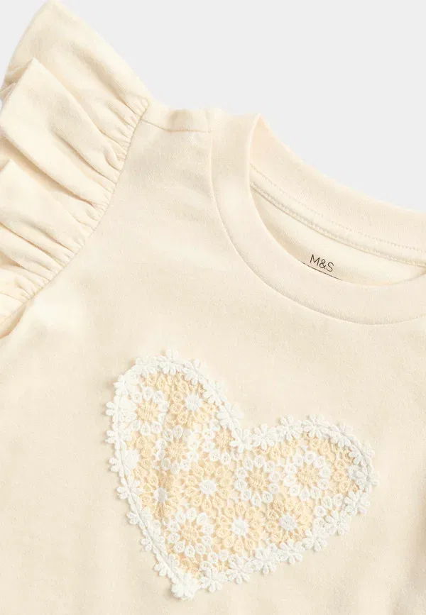Футболка с вышивкой Unisex print t-shirt Marks & Spencer, Light Cream — фото 3