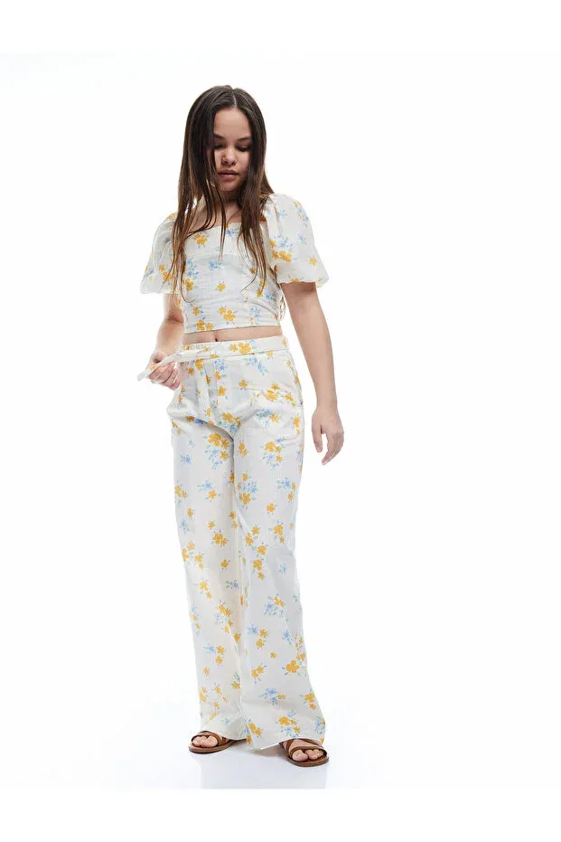Детские брюки для девочек с принтом Koton, Yellow Patterned — фото 2