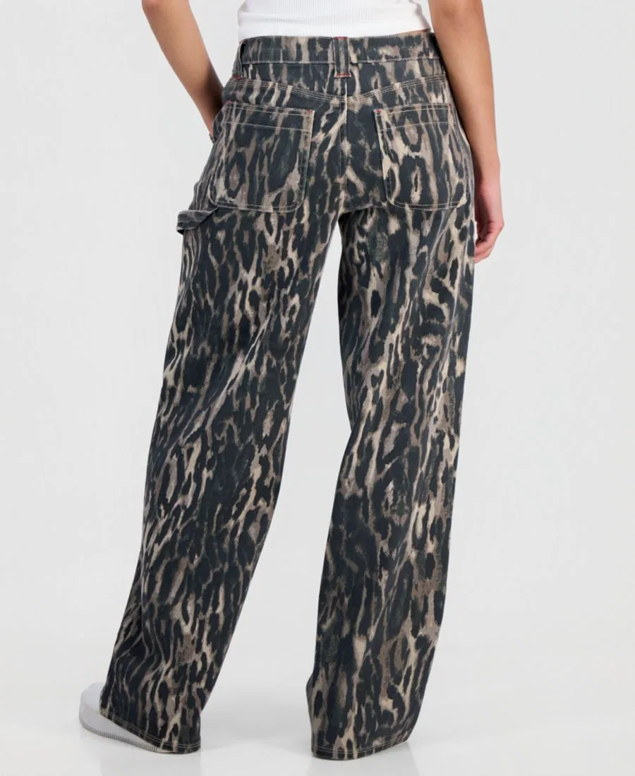 Джинсы-карго с широкими штанинами Juniors' High-Rise Ultra 90s Wide-Leg Carpenter Jeans Madden Girl, Leopard — фото 2