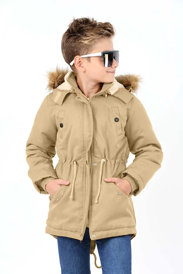 Детское пальто для девочек с капюшоном Asortix, Beige