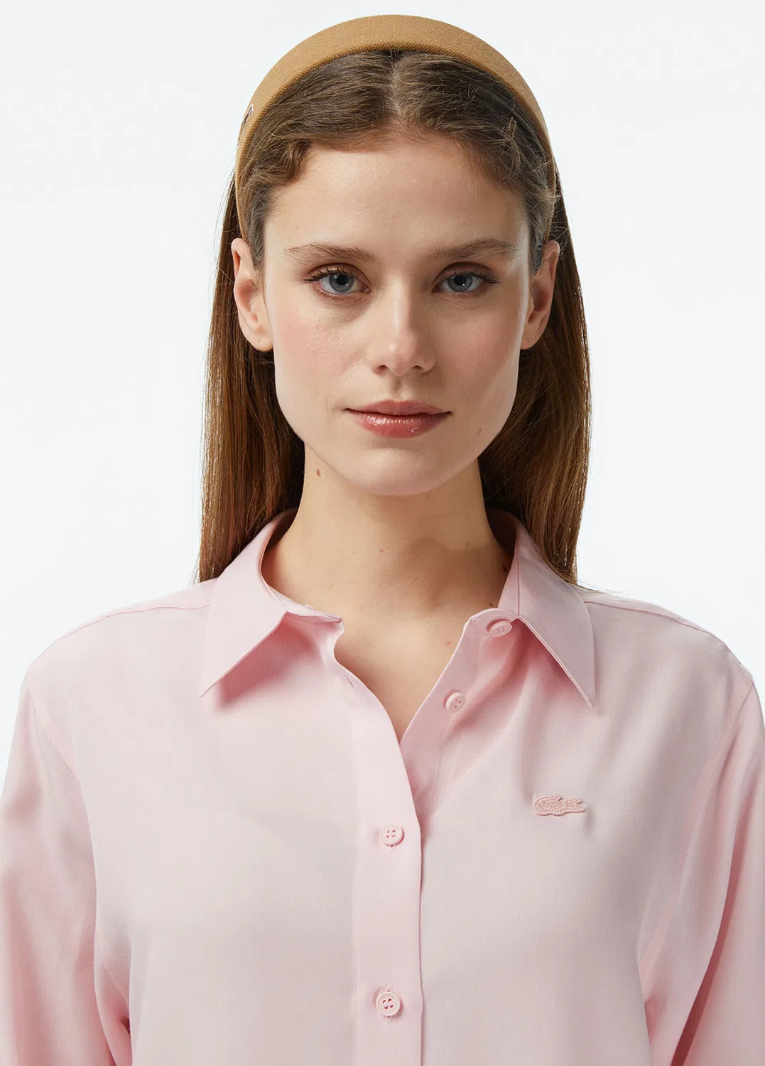 Блузка Lacoste slim fit, розовая — фото 4