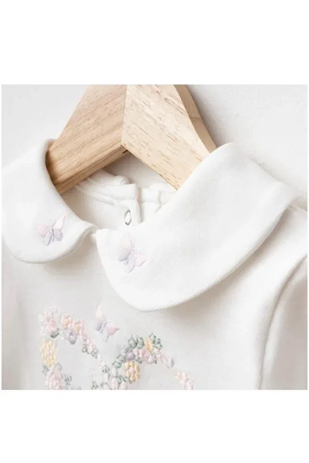 Детский комбинезон для девочек с длинным рукавом Heart Embroidered Baby Long, White — фото 2