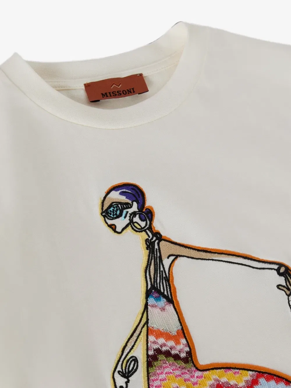 Футболка с вышитым зигзагообразным принтом Missoni Kids, бежевый — фото 3