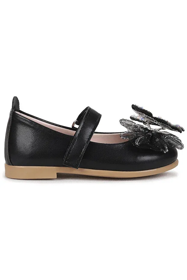 Детские балетки для девочек с принтом Fly Velcro Butterfly Accessory Kiko Kids, Black — фото 4