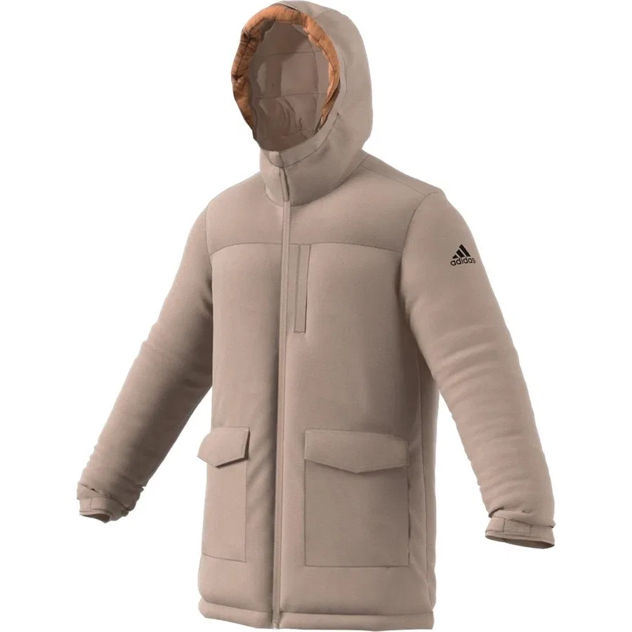 Мужской утепленный пуховик с капюшоном PAVERIC FUR PAR adidas, Бежевый — фото 2