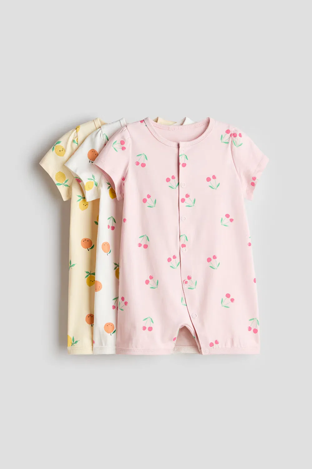 Комплект из 3 коротких хлопковых пижам H&M, Hellrosa/Kirschen