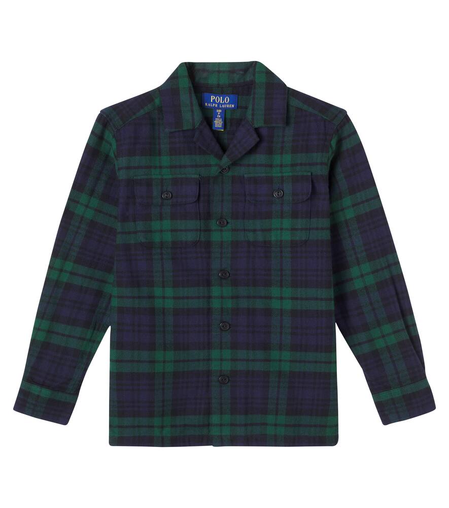 

Клетчатая хлопковая рубашка-оверсайз Polo Ralph Lauren Kids, B6967 Navy Green Multi