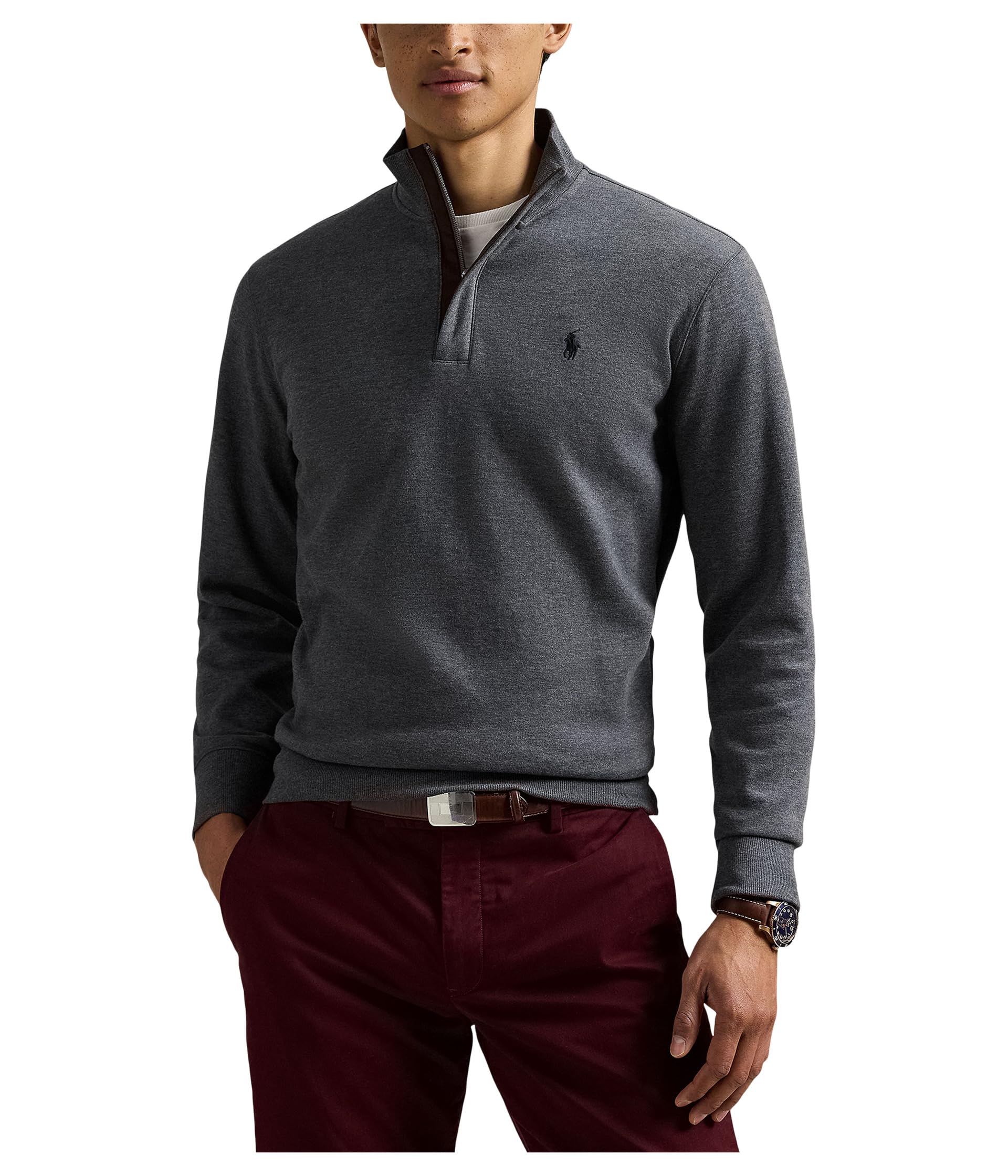 

Пуловер Polo Ralph Lauren Luxury Jersey Quarter-Zip Pullover, цвет Barclay Heather