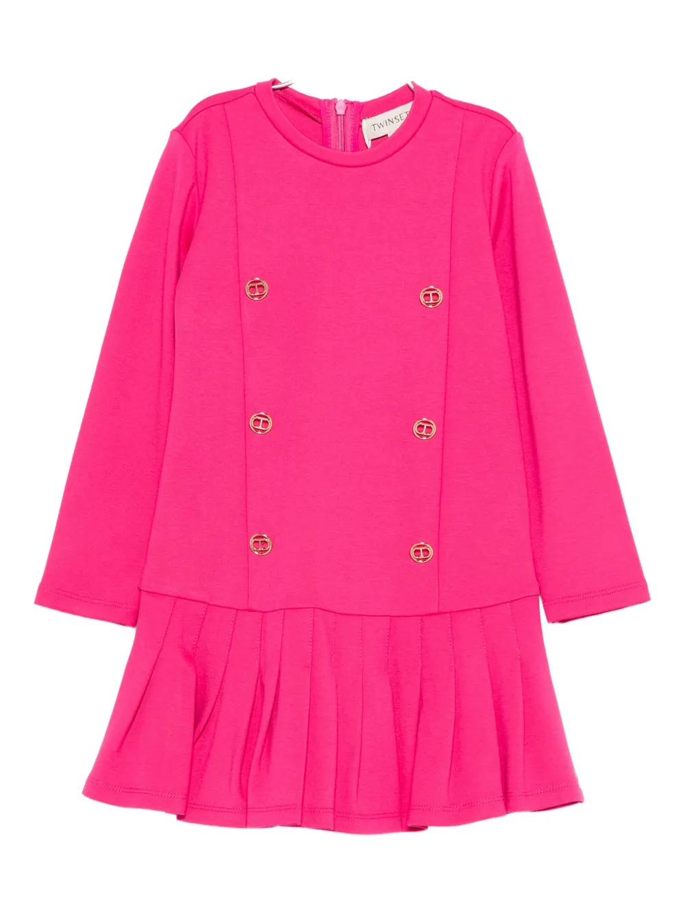

Платье с плиссировкой и кнопками TWINSET Kids, розовый