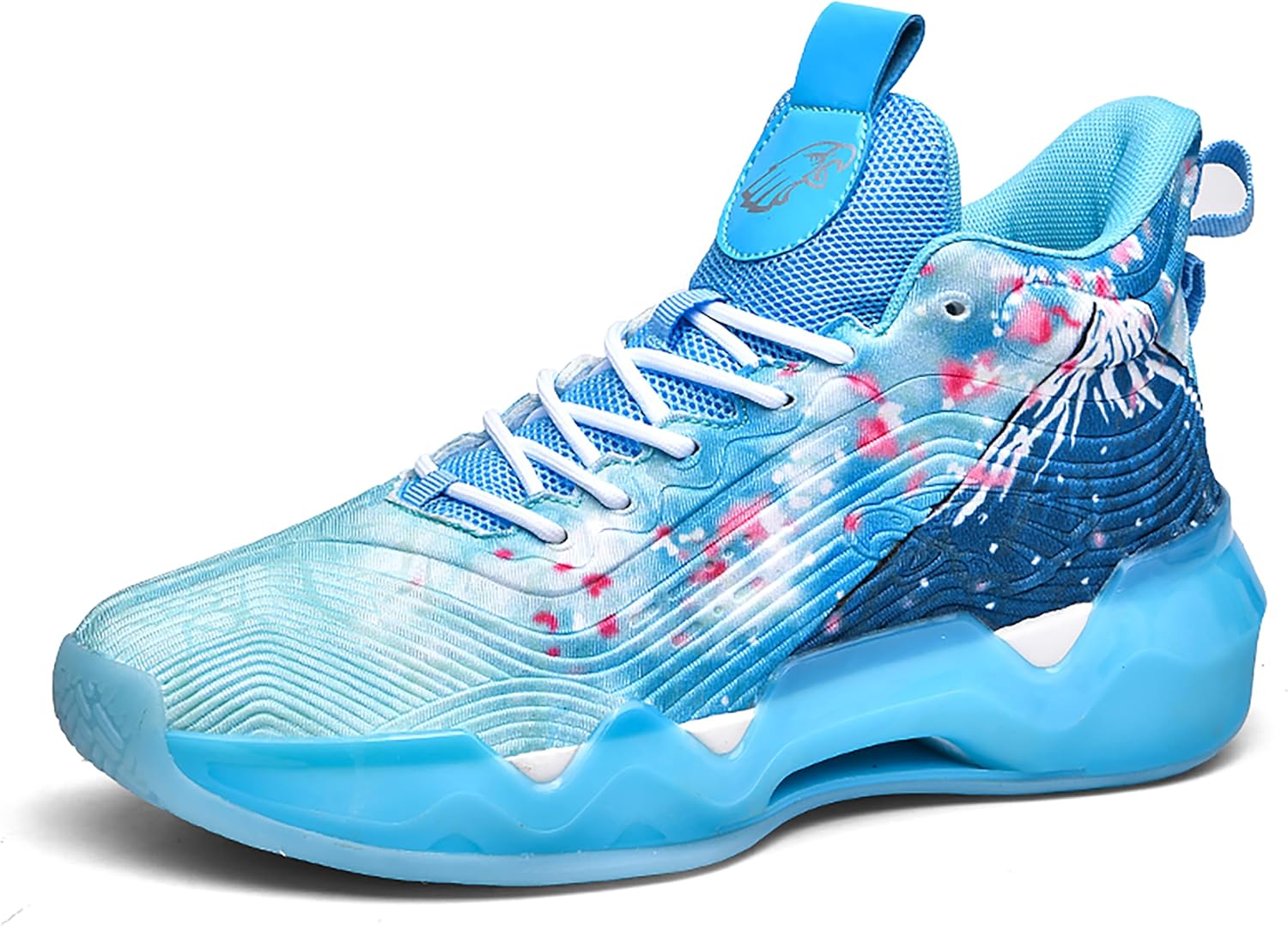 

Мужские баскетбольные кроссовки на высокой подошве с противоскользящей и износостойкой подошвой, кроссовки для бега с граффити-дизайном, модная спортивная обувь Bemygreenbag, синий