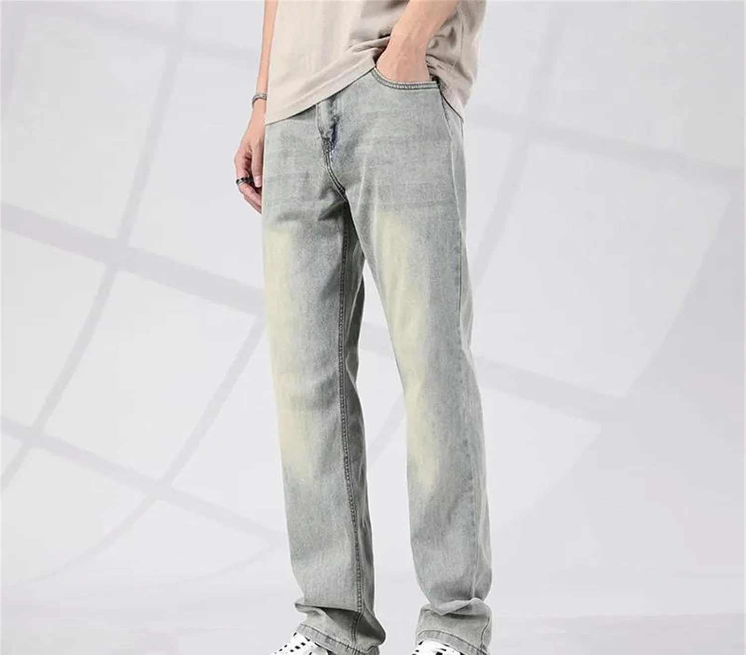 Джинсы свободные Mens Loose Straight Jeans Denim Pants Stretch Vintage Casual Streetwear Summer Wear, G7h9 — фото 3