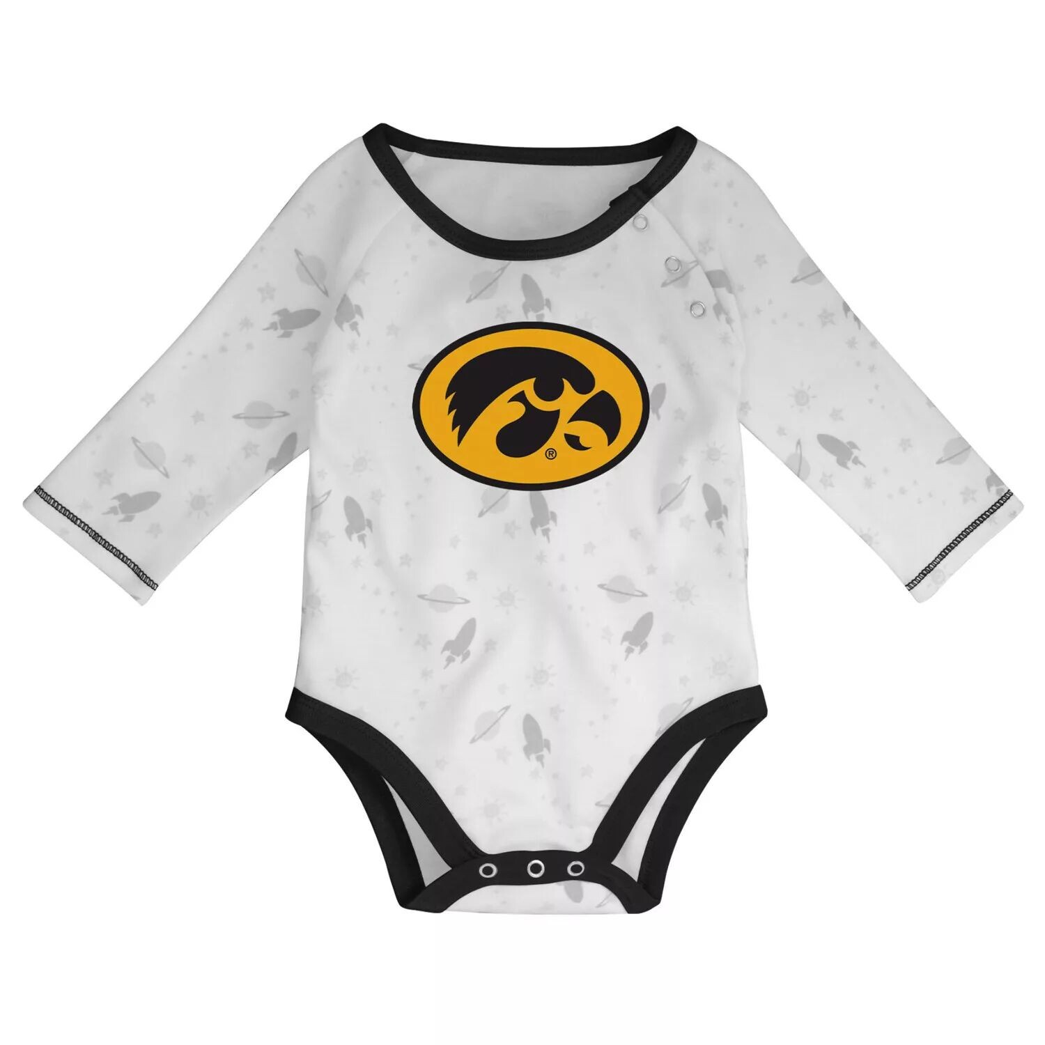 Черный/белый комплект для новорожденных и младенцев Iowa Hawkeyes Dream Team, боди с длинными рукавами, шапка и брюки Outerstuff — фото 2