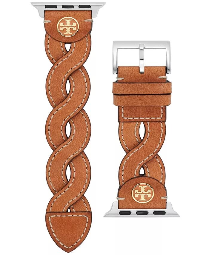 

Женский плетеный кожаный ремешок для багажа для Apple Watch 38 мм/40 мм Tory Burch, коричневый