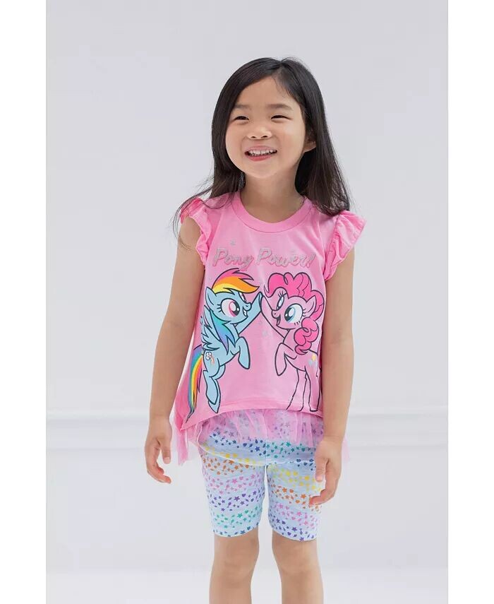 Комплект из футболки с короткими рукавами и велосипедок для девочек Little Girls My Pony My Little Pony, розовый — фото 2