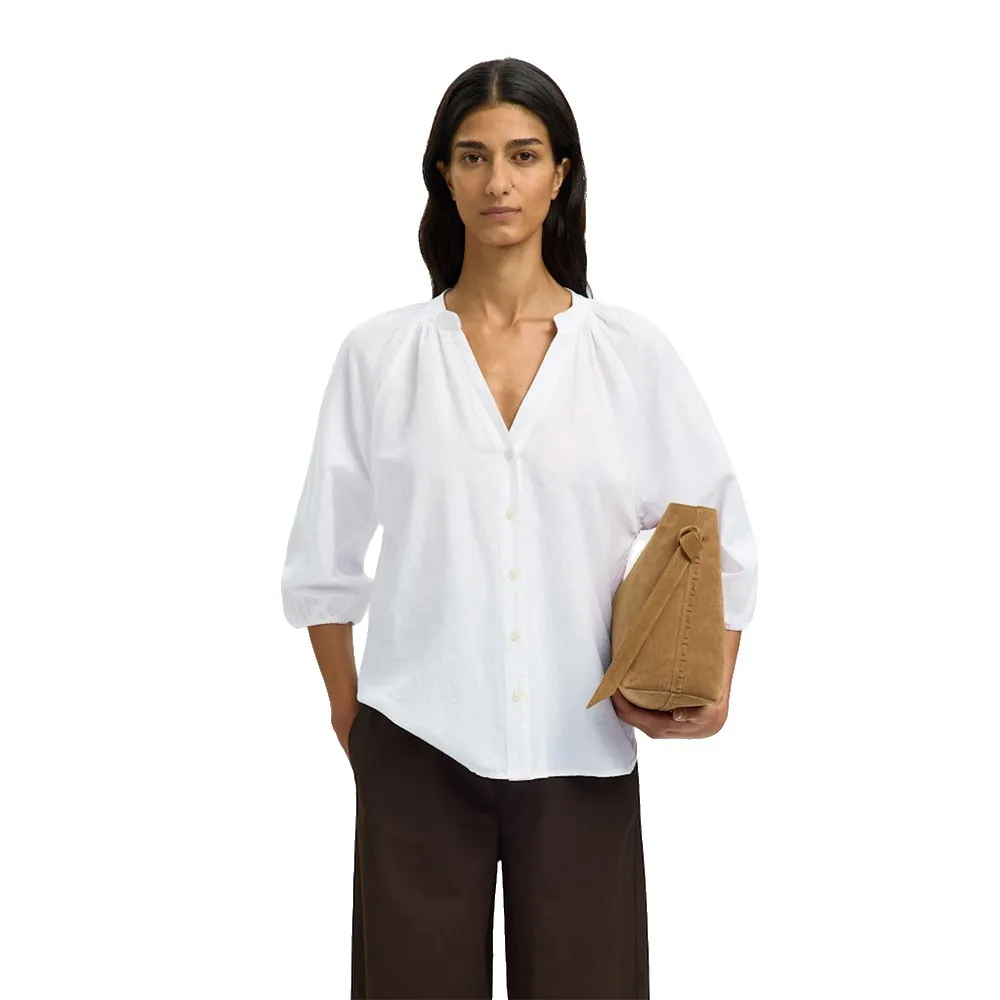 

Рубашка с рукавами 3/4 из льняной смеси Selected Cleo-Alberta, белый