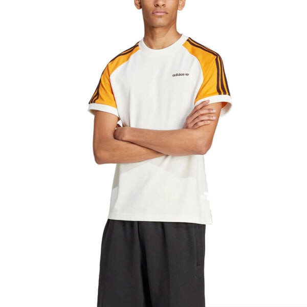 Футболка originals '80s premium 3-stripes t-shirt 'white yellow' asia sizing Adidas, белый — фото 3