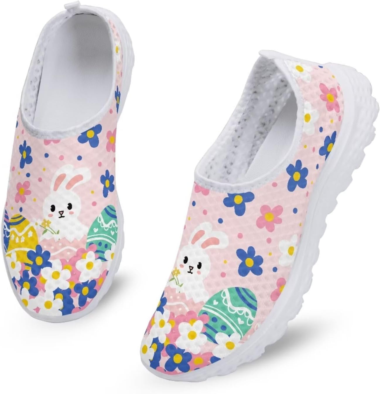 

Модные кроссовки Kuiaobaty для женщин без шнурков, мужские прогулочные обувь, спортивная повседневная обувь, легкие дышащие лоферы, Easter Rabbit Eggs Print