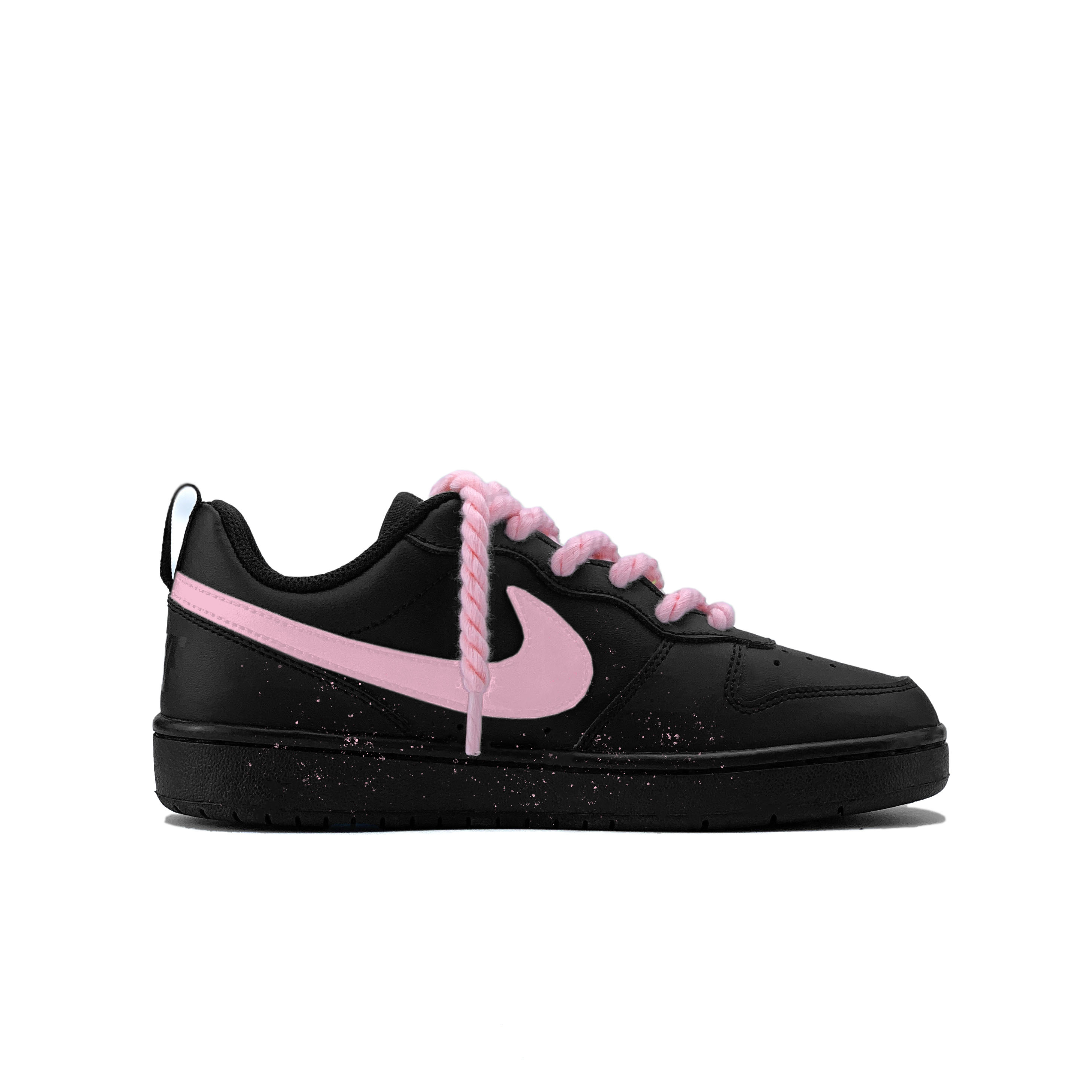 Court Borough Powder Ink Star нескользящие низкие скейтерские кроссовки Black Pink детские Nike, черный/розовый — фото 4