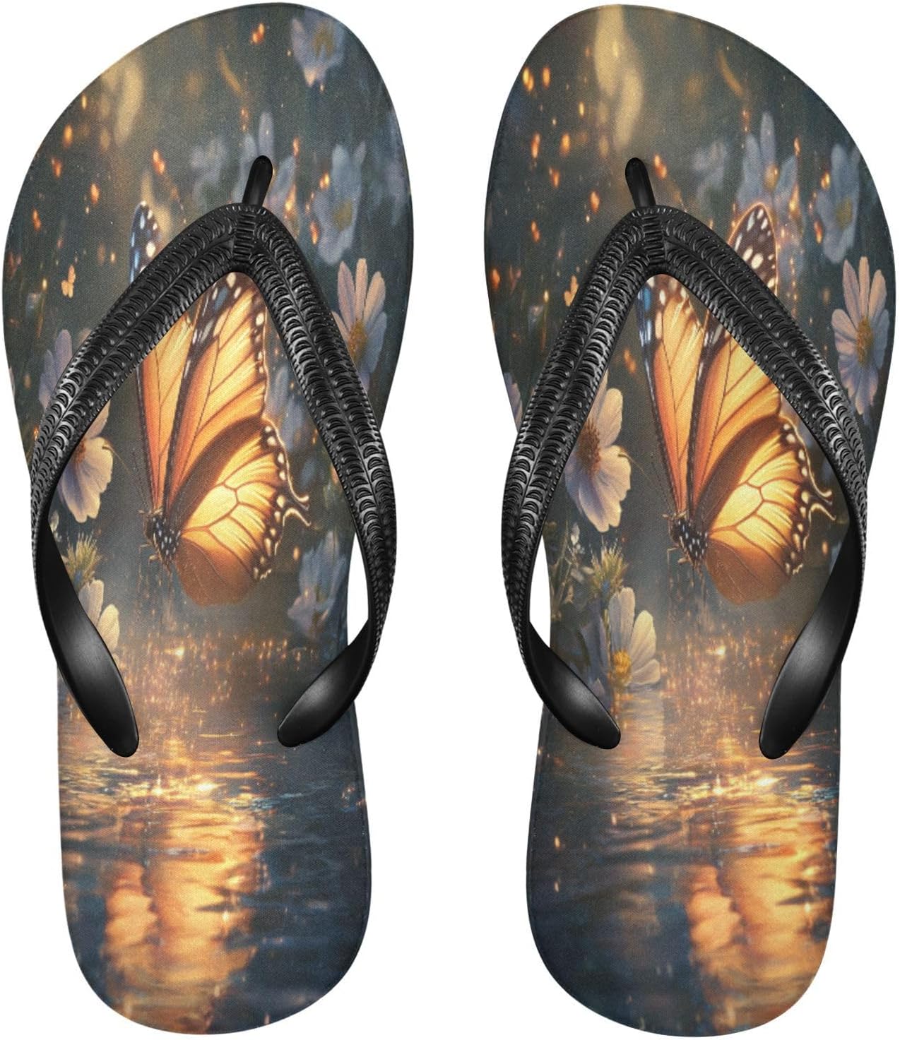 

Шлепанцы Butterfly Water Golden Flip Flops для пляжа и душа, резинескользящие летние тапочки для женщин и мужчин Sinestour