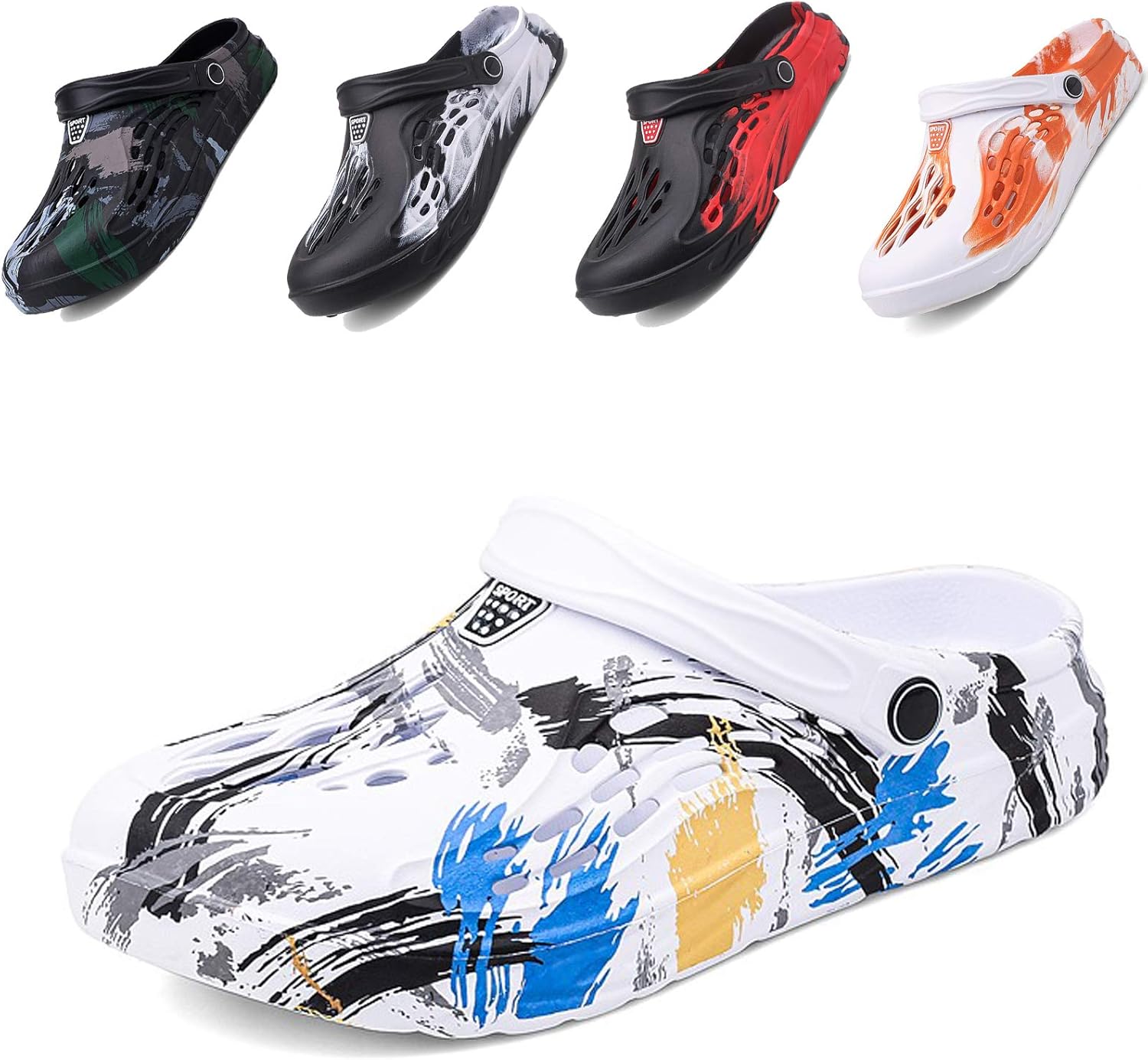 

Классические сабо CYian для мужчин и женщин, легкие, слипоны, с пушистой подкладкой, пляжные сандалии, садовые сабо, E White