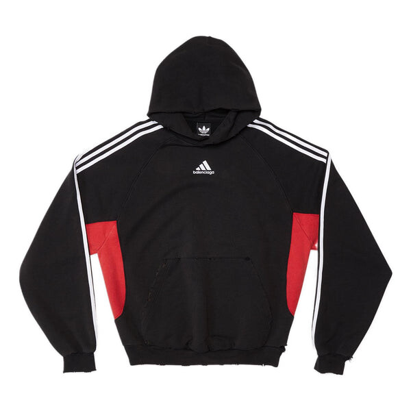 

Толстовка x adidas fleece hoodie slim fit 'black red' Balenciaga, черный
