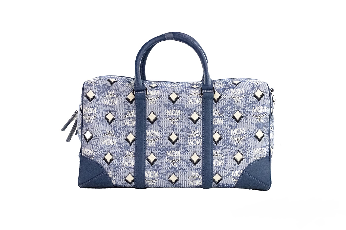 

Boston Medium Blue Vintage джинсовая ткань дорожная сумка сумка через плечо кошелек MCM