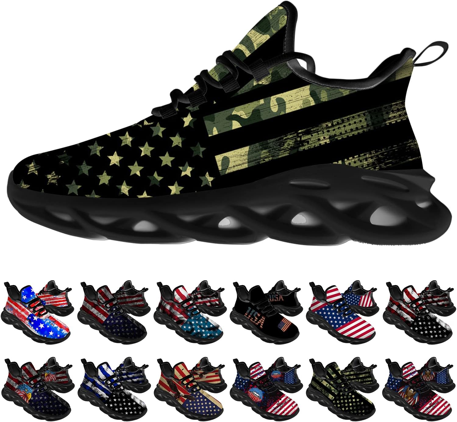 

Кроссовки Ciadoon с американским флагом для мужчин и женщин, спортивные кроссовки для бега, ходьбы и тенниса, подарки для мальчиков и девочек, зеленый