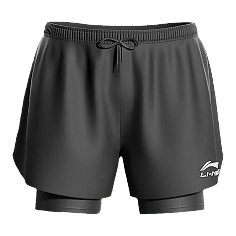 

Спортивные шорты LiNing, брюки двойного назначения для мужчин, Black Swimming Shorts+Swimming Cap