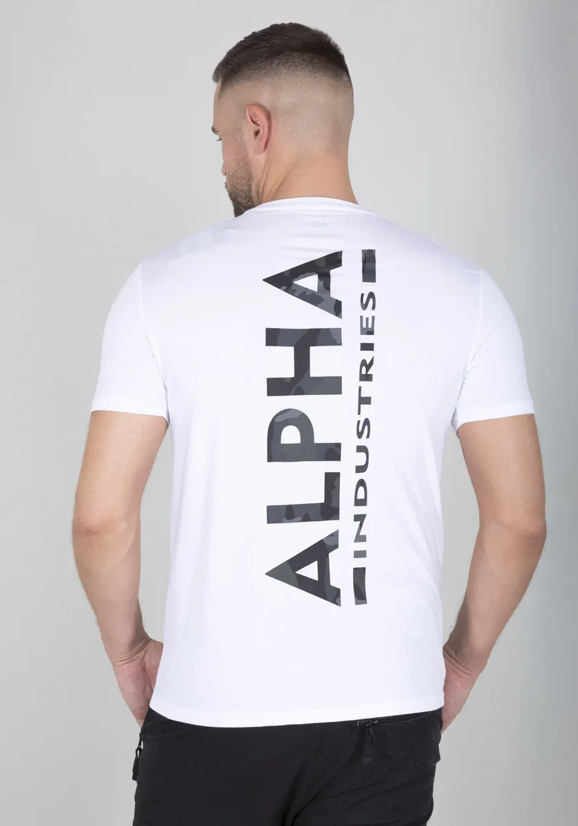 

Рубашка с круглым вырезом Alpha Industries "Back Tee Camo Print", белый