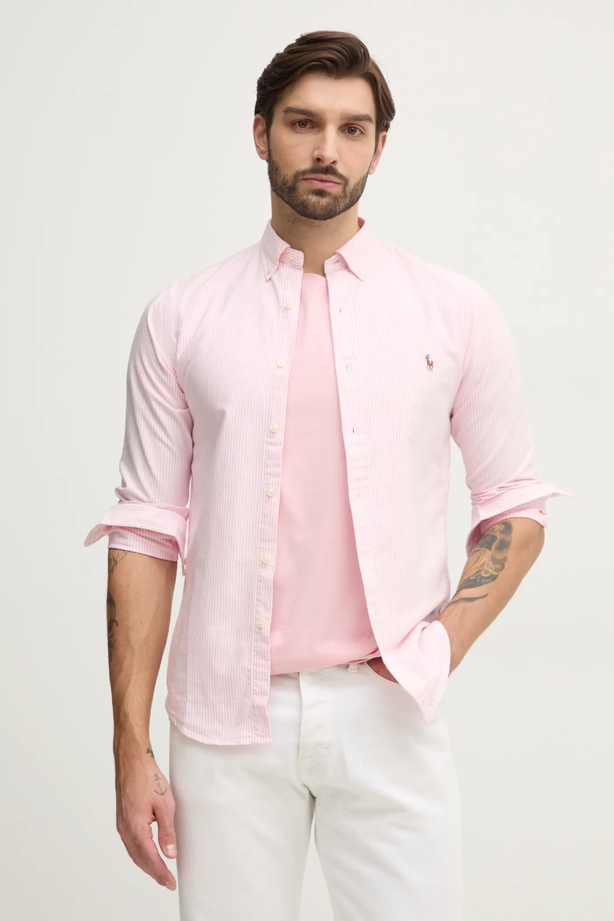 

Хлопковая рубашка Polo Ralph Lauren, розовый