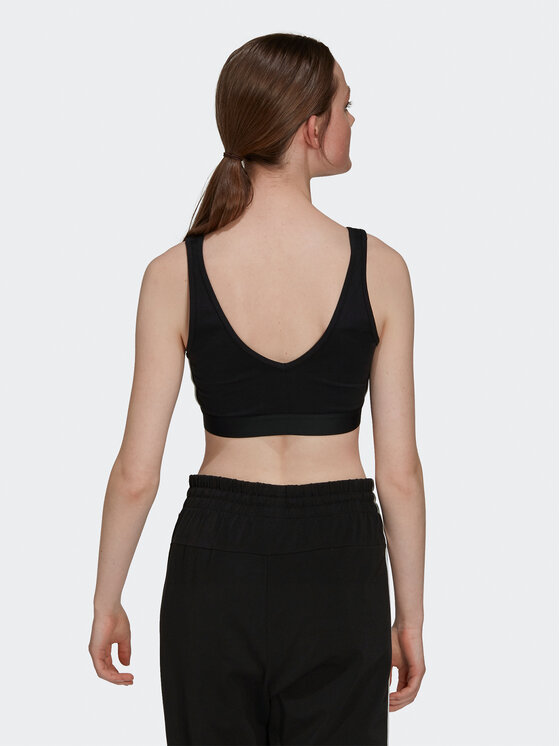 Техническая футболка Essentials 3-Stripes Crop Top With Removable Pads GS1343 Adidas, чёрный — фото 3