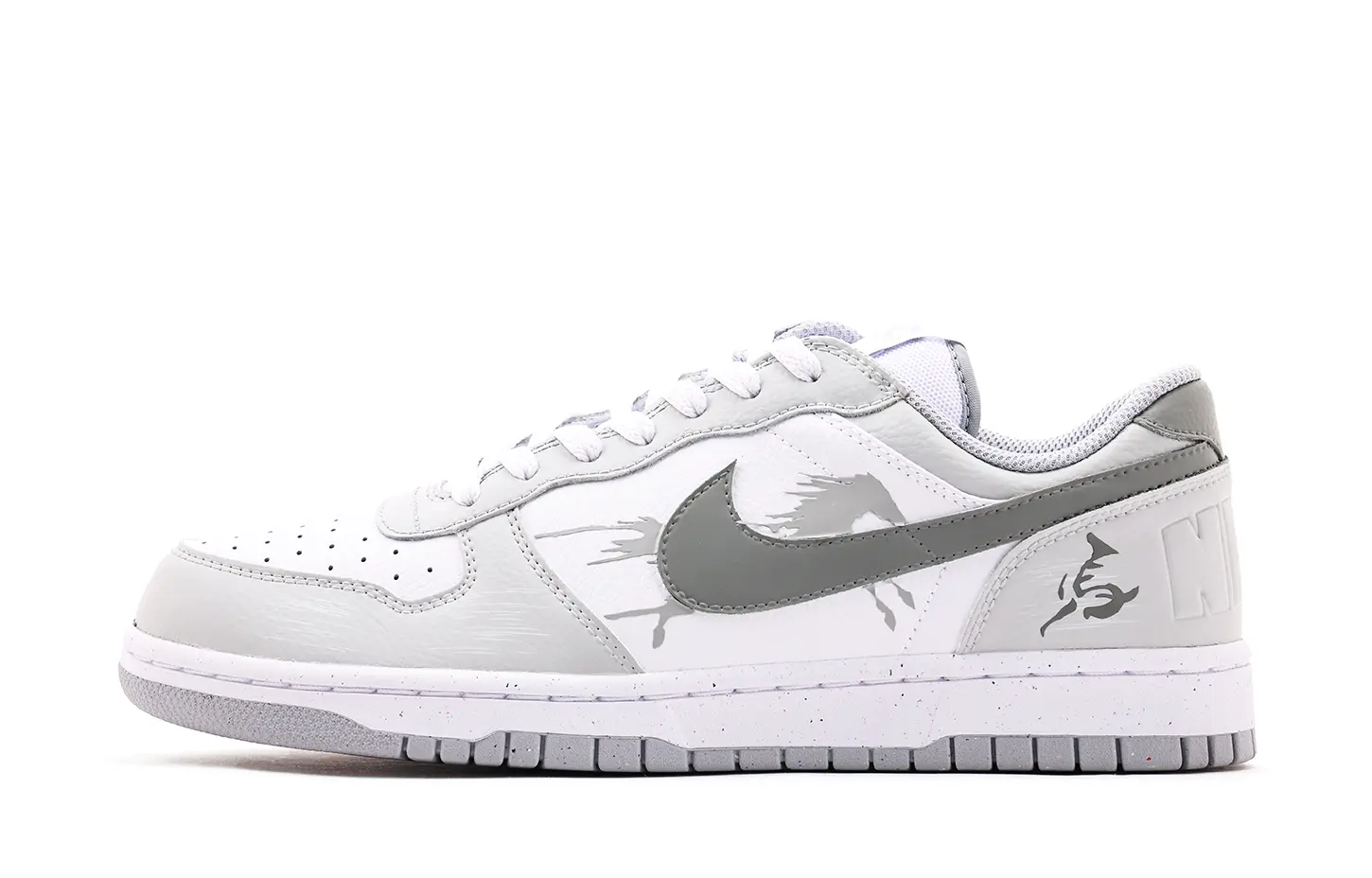 

Nike Кроссовки для скейтбординга низкие Unisex Gray White с большой кожаной оберткой, износостойкие и нескользящие