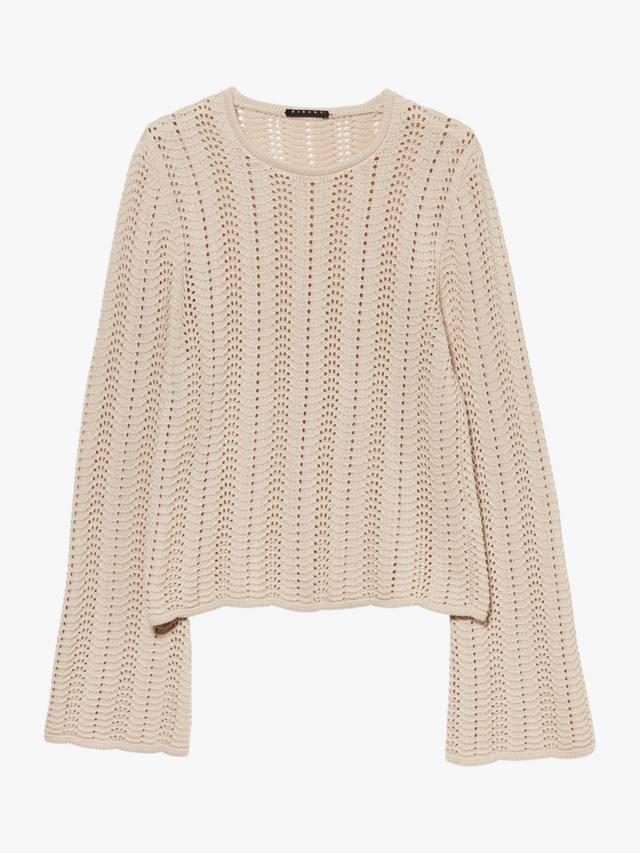 

Джемпер с колоколообразными рукавами и фактурной вязкой SISLEY, Ecru