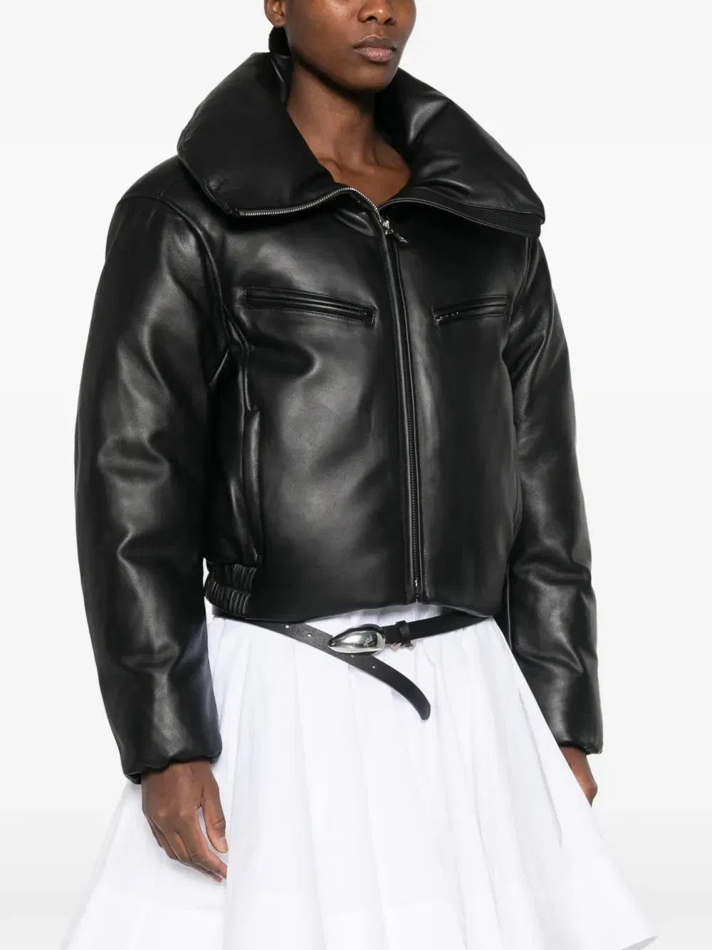 Куртка с воротником-стойкой на подкладке Alexander Wang, черный — фото 3