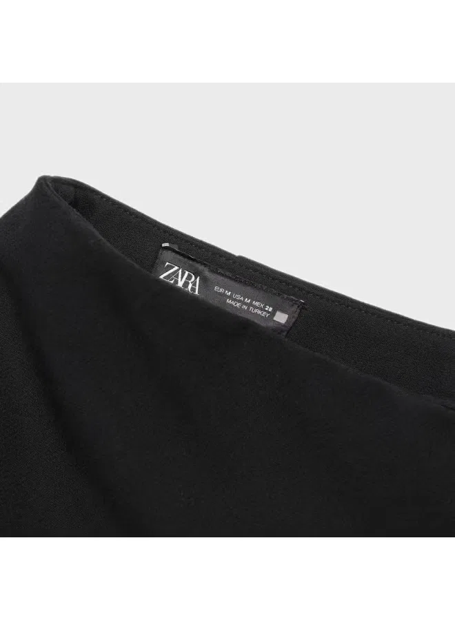 Юбка-трапеция с крючком на поясе Zara, черный — фото 4
