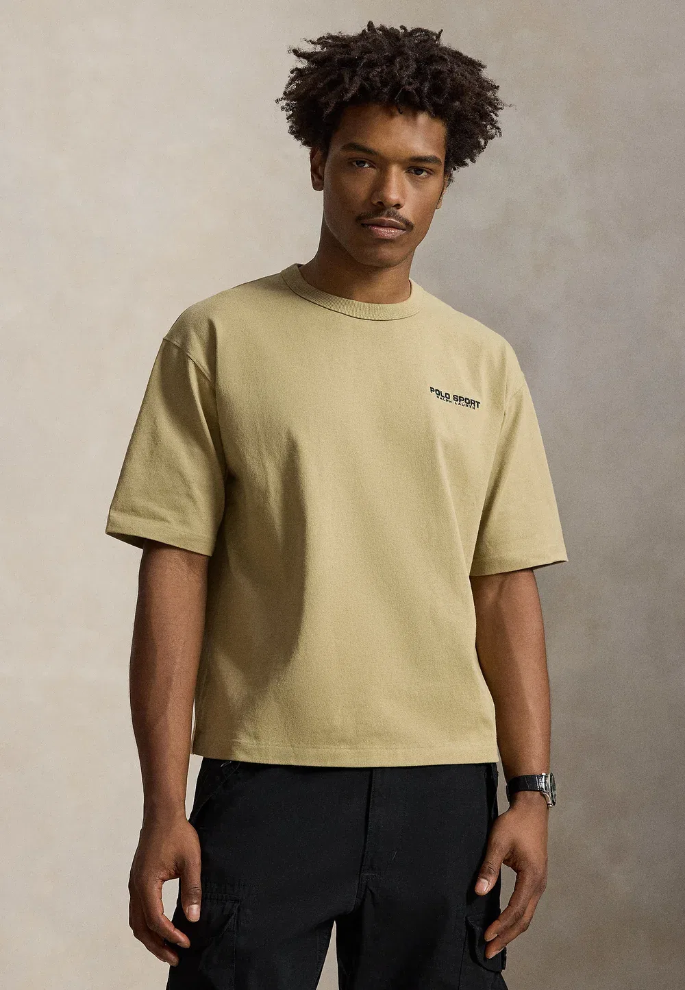 Футболка-Поло свободного кроя, унисекс, с принтом Polo Ralph Lauren, Khaki — фото 3
