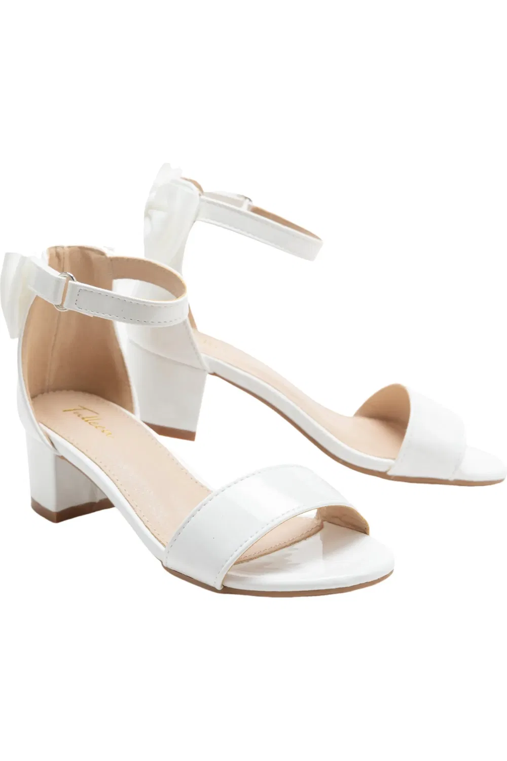 Сандалии детские на каблуке Patent Banded Block Heels Tulleen, белый — фото 3