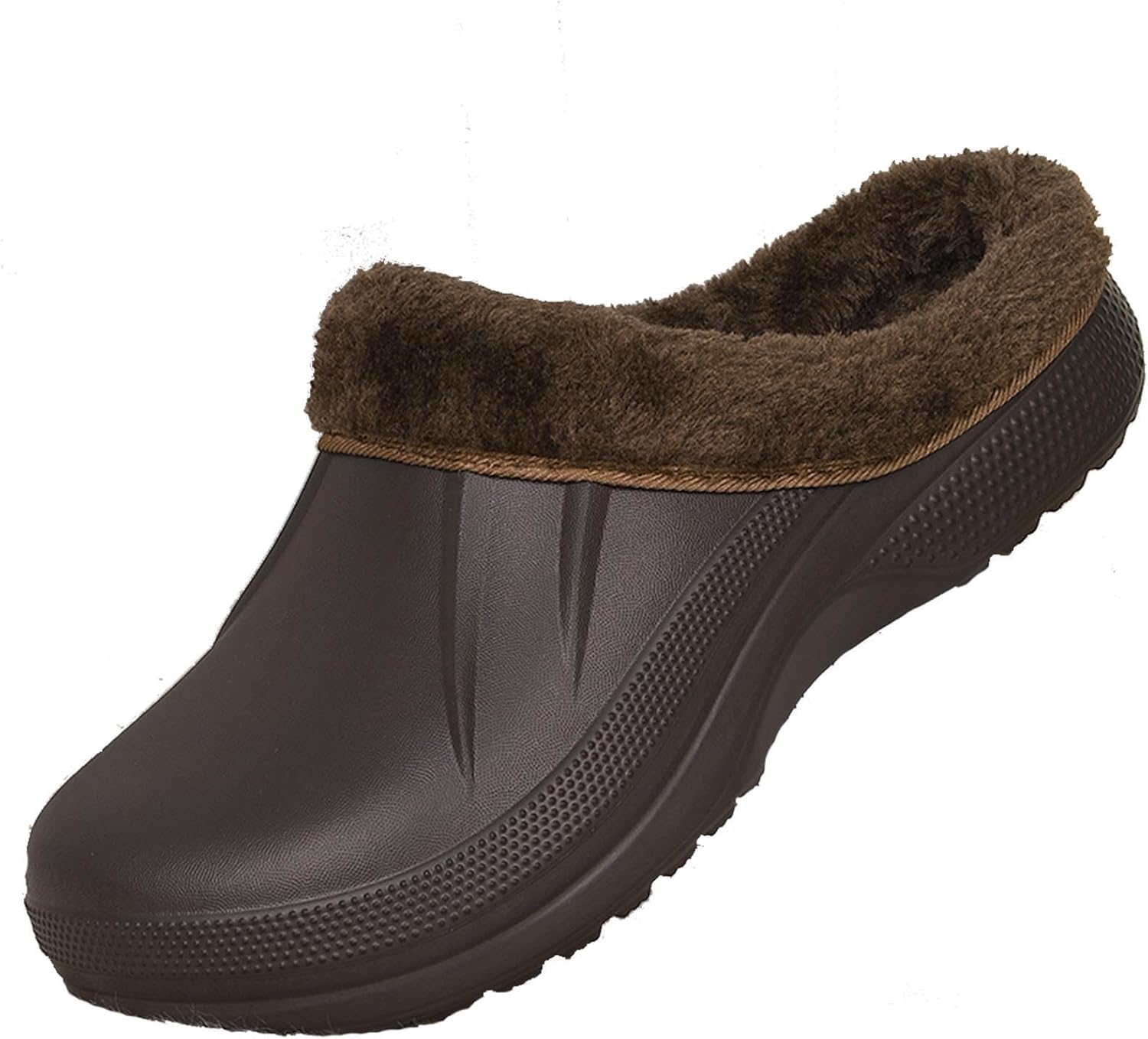 

Сабо Meidiastra унисекс с искусственным мехом: водонепроницаемые сабо EVA с флисовой подкладкой- зимние теплые нескользящие домашние и тапочки для мужчин и женщин, коричневый