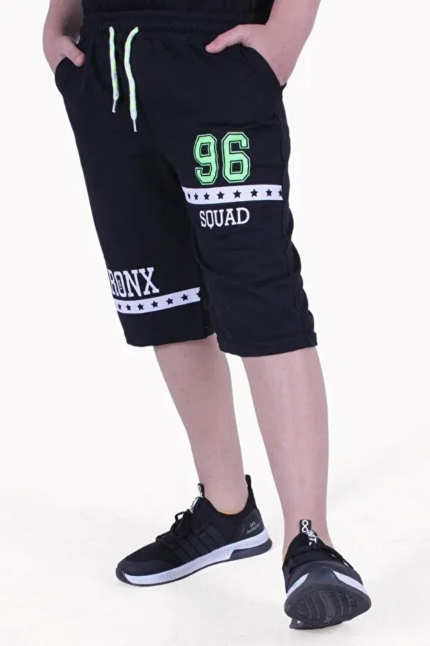 Детские шорты для мальчиков с принтом 3-Piece boy's wide leg capri with phosphor color detail Fyk Kids, Anthracite-Black-Grey — фото 3