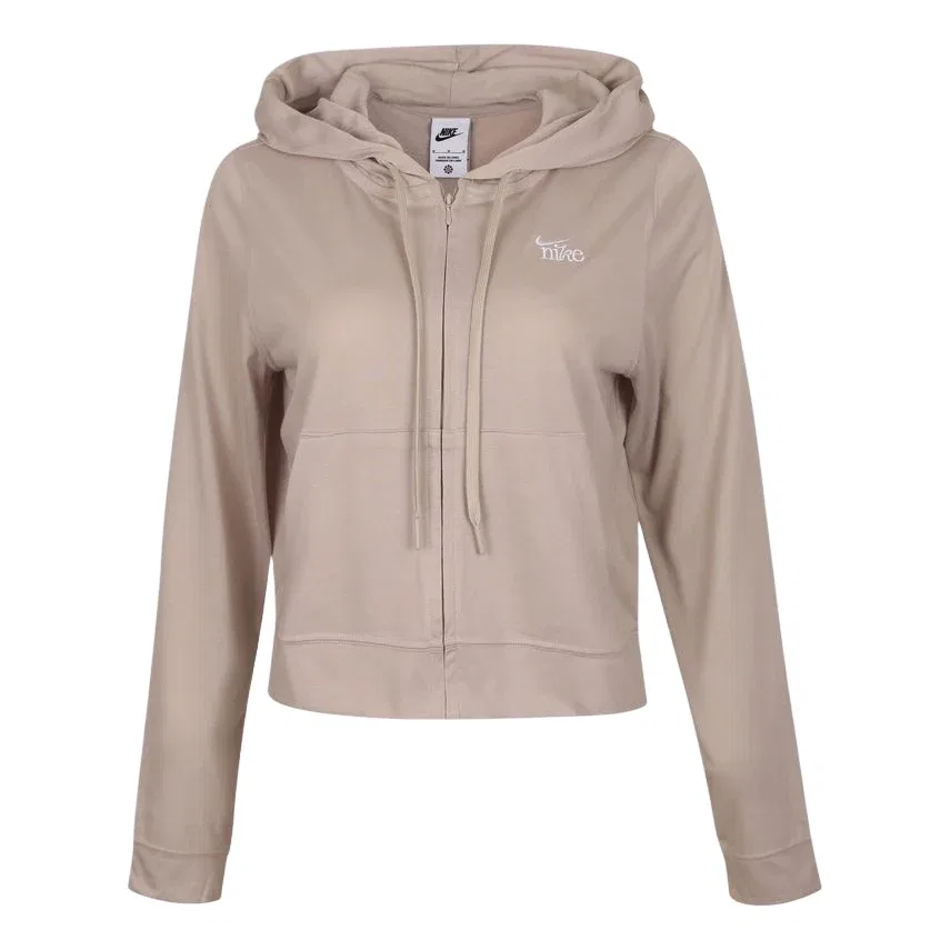 Женская куртка Sportswear Light Weight Jersey Hooded Jacket Asia Sizing 'Light Brown Beige' Nike, Light Brown / Beige