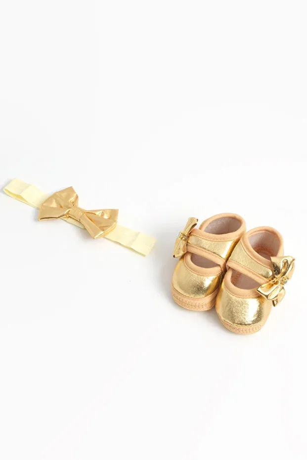 Детские пинетки для новорожденных с принтом Soar Kids Aksesuar, Gold — фото 3