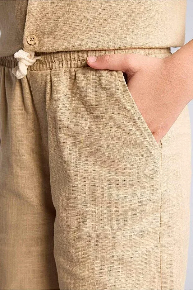 Детские шорты для мальчиков текстильные Defacto, Beige-Bg387 — фото 4